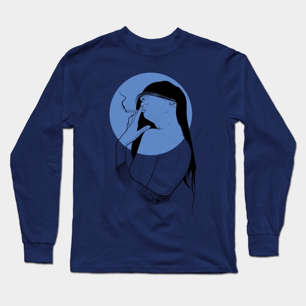 Late Night Smoking Chills Long Sleeve T-Shirt by Frajtgorski